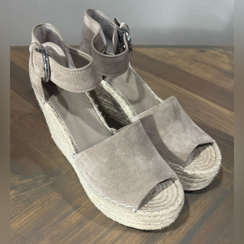 Marc Fisher Alida Tan Suede Espadrille Wedge Womens 10M